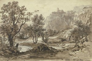 Ansicht von Nemi, im Vordergrund der Nemisee by Friedrich Salathe Oil Painting