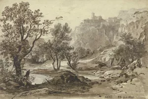 Ansicht von Nemi, im Vordergrund der Nemisee Oil painting by Friedrich Salathe