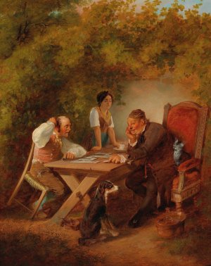 Domino Players by Friedrich Sturm Oil Painting