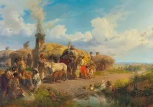 Landvolk vor den Toren der Stadt by Friedrich Sturm Oil Painting