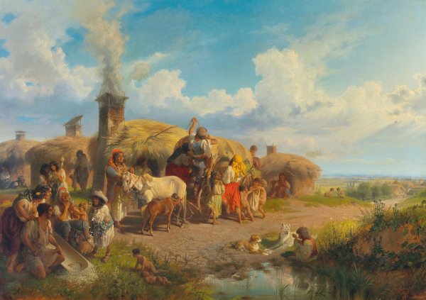 Landvolk vor den Toren der Stadt by Friedrich Sturm - Hand-Painted Oil Painting Reproduction