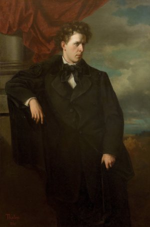 Josef Lewinsky, Burgtheaterschauspieler by Friedrich Thelen-Ruden Oil Painting