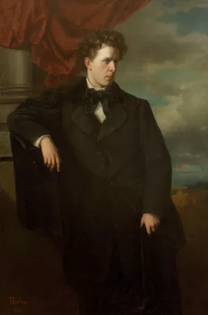 Josef Lewinsky, Burgtheaterschauspieler by Friedrich Thelen-Ruden Oil Painting