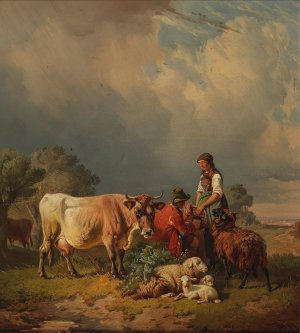 A Meadow At Noon by Friedrich Voltz Oil Painting
