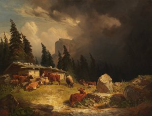 Gewitter im Gebirge by Friedrich Voltz Oil Painting