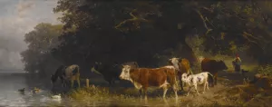 Landscape by Friedrich Voltz Oil Painting