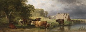 Rast der Kuhherde by Friedrich Voltz Oil Painting