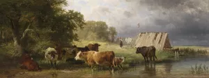 Rast der Kuhherde by Friedrich Voltz Oil Painting