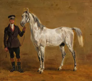 Schimmel mit Rittmeister by Friedrich Voltz Oil Painting
