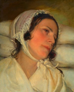 Antonie Amerling am Krankenbett by Friedrich Von Amerling Oil Painting