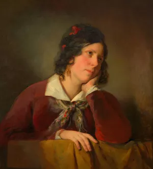Antonie Amerling mit aufgestutztem Kopf by Friedrich Von Amerling Oil Painting