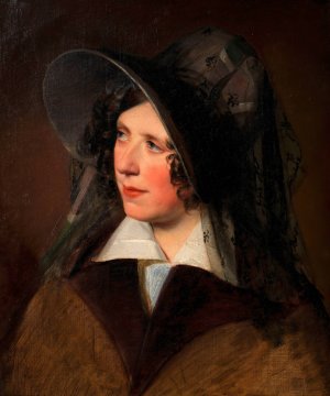 Antonie Amerling mit schwarzem Schleierhut by Friedrich Von Amerling Oil Painting