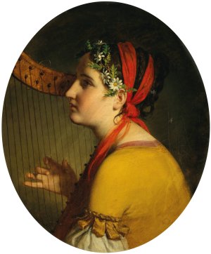 Bildnis einer Dame mit Harfe by Friedrich Von Amerling Oil Painting