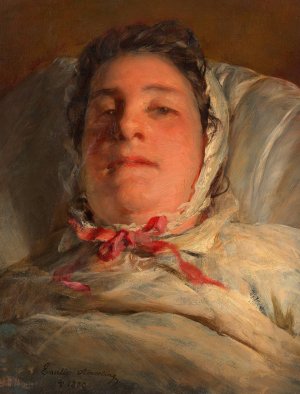 Emilie Amerling, geb. Heinrich auf dem Krankenbett by Friedrich Von Amerling Oil Painting