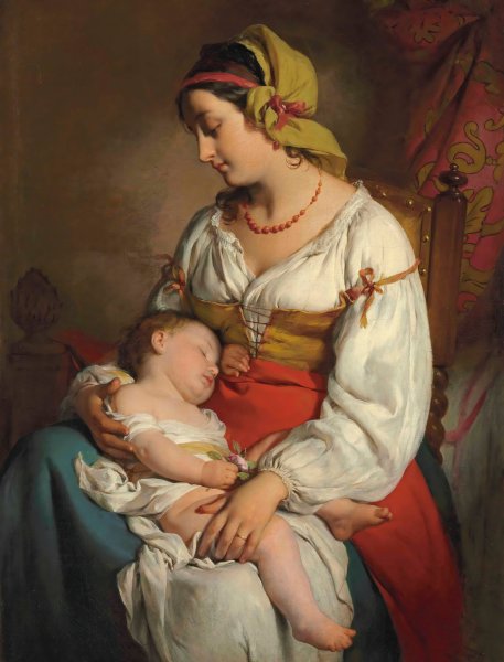 Main Product Photo of Italienische Mutter mit Kind  Painting by Friedrich Von Amerling