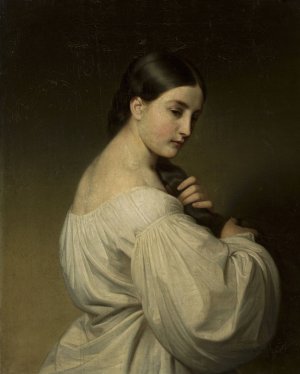 Portrait of a young woman by Friedrich Von Amerling Oil Painting