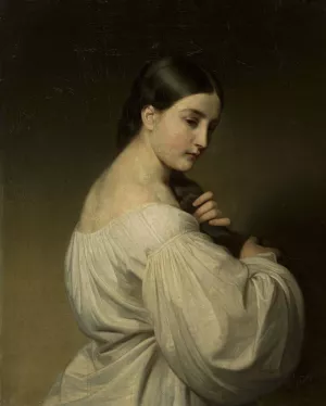 Portrait of a young woman by Friedrich Von Amerling Oil Painting
