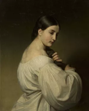 Portrait of a young woman by Friedrich Von Amerling Oil Painting