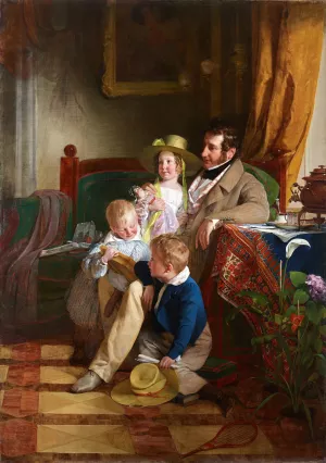 Rudolf von Arthaber und seine Kinder Rudolf, Emilie und Gustav by Friedrich Von Amerling Oil Painting