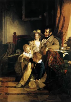 Rudolf von Arthaber with His Children by Friedrich Von Amerling - Oil Painting Reproduction
