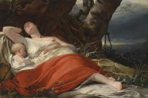 Schlafende Fischerin by Friedrich Von Amerling Oil Painting