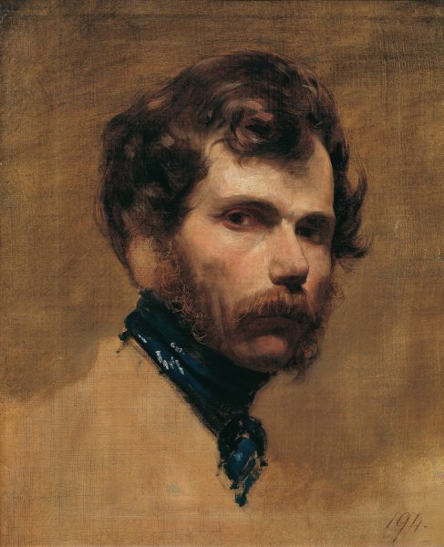 Main Product Photo of Selbstportrat mit blauer Halsbinde  Painting by Friedrich Von Amerling