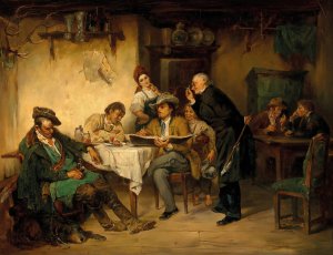 A Painter in a Tavern by Friedrich Von Keller Oil Painting