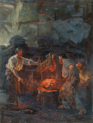 In the Hammer Mill by Friedrich Von Keller Oil Painting