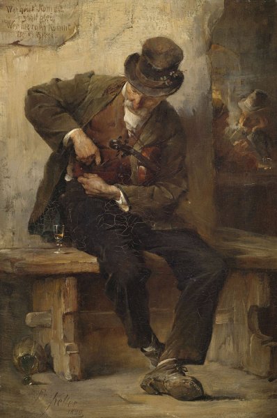 Main Product Photo of Strasenmusikant vor einem Wirtshaus  Painting by Friedrich Von Keller
