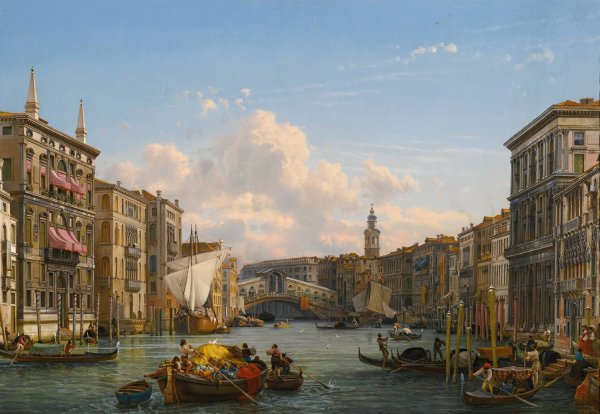 Main Product Photo of A View Of The Grand Canal Looking Towards The Rialto Bridge, Venice Painting by Friedrich Von Nerly