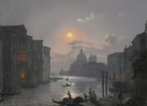 Venice, A View Of The Grand Canal With The Palazzo Cavalli-Franchetti And Santa Maria Della Salute by Friedrich Von Nerly Oil Painting