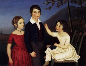 Paul, Maria, and Filomena von Putzer Oil painting by Friedrich Wasmann