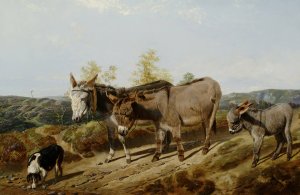 Donkeys On A Moorland Track by Friedrich Wilhelm Keyl Oil Painting