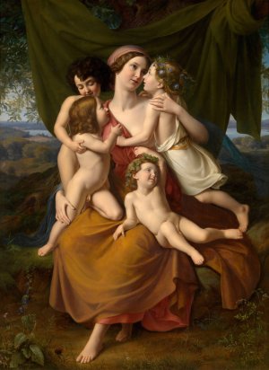 Charity by Friedrich Wilhelm Schadow Oil Painting