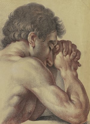 Brustbild eines betenden nackten Mannes, halb vom Rucken gesehen by Friedrich Wilhelm Schafer Oil Painting