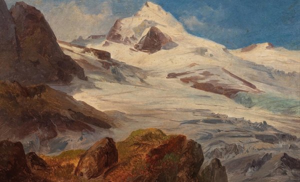 A Glacier in the Salzburg Region by Friedrich Zeller - Hand-Painted Oil Painting Reproduction