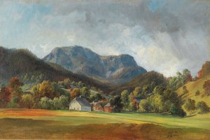 Blick auf den Sandling von Altaussee aus by Friedrich Zeller Oil Painting