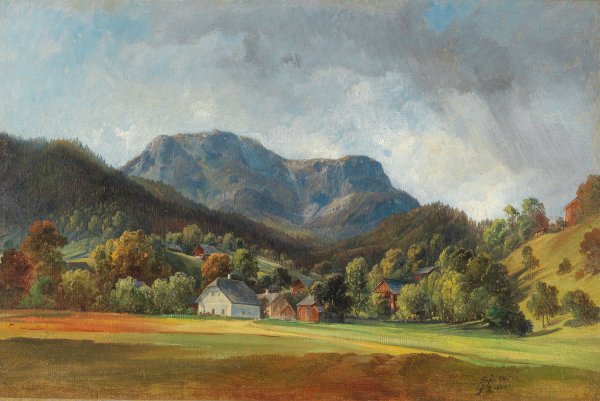 Blick auf den Sandling von Altaussee aus by Friedrich Zeller - Hand-Painted Oil Painting Reproduction
