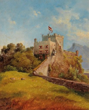 The Monchsberg in Salzburg by Friedrich Zeller Oil Painting
