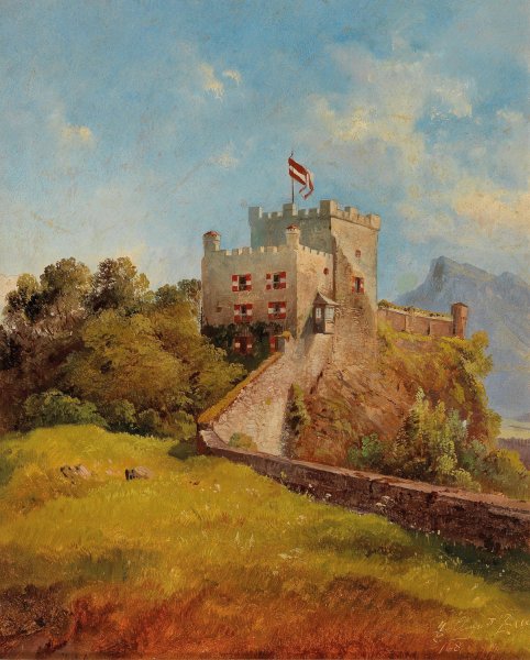 The Monchsberg in Salzburg  by Friedrich Zeller - Hand-Painted Oil Painting Reproduction