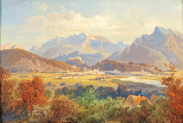 Main Product Photo of View of Salzburg Painting by Friedrich Zeller