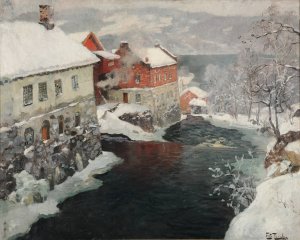 Fabriques en Norvege, les deux moulins sur la riviere Mesma by Frits Thaulow Oil Painting