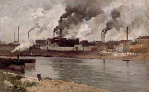 Factories in Ivry by Frits Thaulow Oil Painting