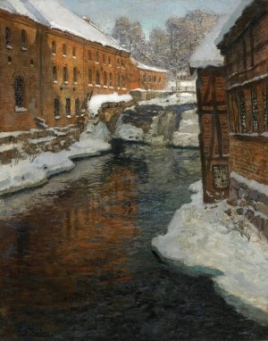 Fra Akerselven  by Frits Thaulow Oil Painting