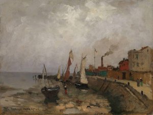 Fransk havn by Frits Thaulow Oil Painting