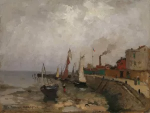 Fransk havn Oil painting by Frits Thaulow