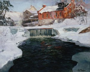 La nouvelle fabrique a Lillehammer by Frits Thaulow Oil Painting