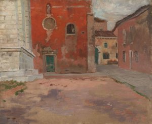 Red Church Wall in Venice by Frits Thaulow Oil Painting