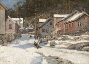 Street in Kragero by Frits Thaulow Oil Painting
