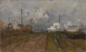 The Train is arriving by Frits Thaulow Oil Painting
